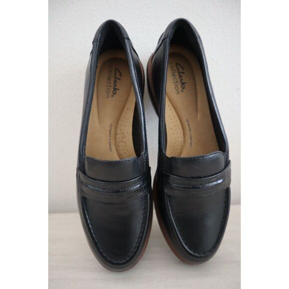 Clarks Collection Women's Sz 8.5W Black Westlynn Bay Leather Loafers - Picture 6 of 14